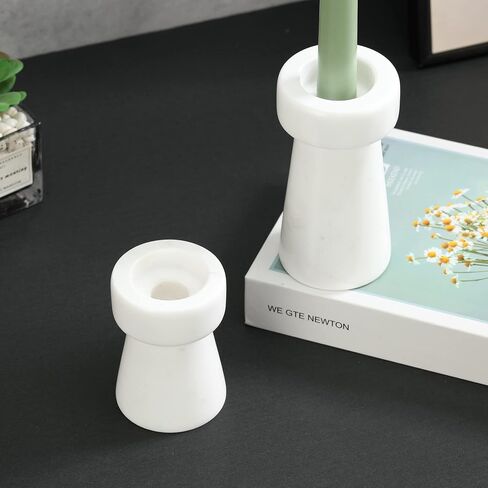 WORHE Candle Holders True Natural Marble Set of 2 Premium Marble Candlestick Holder for Wedding Dinning Party, Candle Stand for Dia. 3/4" Candles Color White (CH6460WT) in Saudi Arabia
