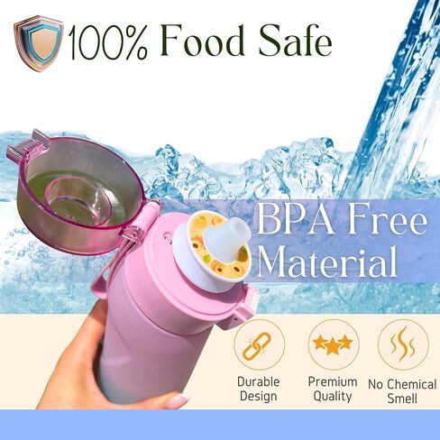 Air Water Bottle 650ml – Water Bottle With 5 Scented Pods, 0% Sugar BPA Free Cup with Bottle & Straw Brushes | Suitable for Outdoor | Sports | Gift Idea (New Black + 5 Pods) in Saudi Arabia