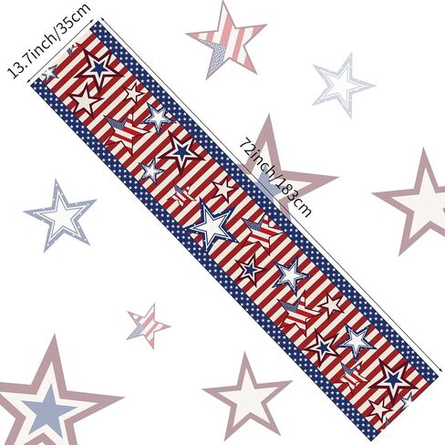 4th of July Table Runner 13 x 72 Inch Memorial Day American Flag Stars Stripes Table Runner for America Freedom Liberty Independence Day Holiday Kitchen Dining Table Decor in Saudi Arabia