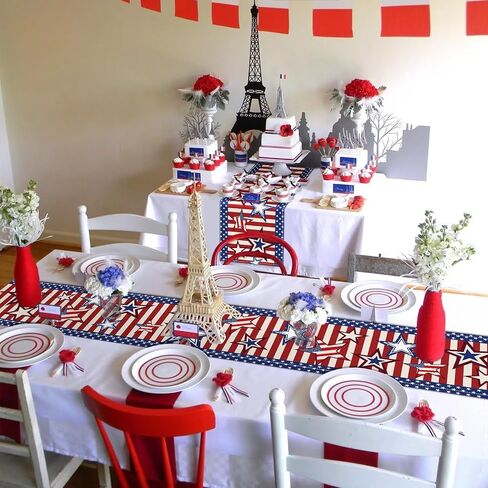 4th of July Table Runner 13 x 72 Inch Memorial Day American Flag Stars Stripes Table Runner for America Freedom Liberty Independence Day Holiday Kitchen Dining Table Decor in Saudi Arabia