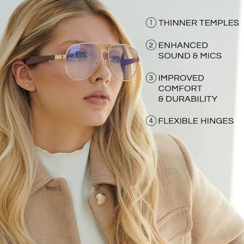 Lucyd - نظارات صوت بلوتوث - نظارات ذكية للرجال والنساء مع حماية من الأشعة فوق البنفسجية - أذن مفتوحة، ميكروفونات لاسلكية بخاصية إلغاء الضوضاء، مكبر صوت رباعي، مساعد صوتي متوافق - Darkside XL in Kuwait