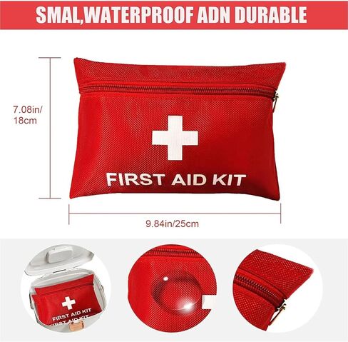 137 قطعة من مجموعة الإسعافات الأولية العالمية الصغيرة المحمولة لحالات الطوارئ، المنزل، التخييم، السفر، الرياضة، الهواء الطلق، السيارة، الحماية الطبية الطارئة للجروح البسيطة والخدوش (أحمر) in Kuwait