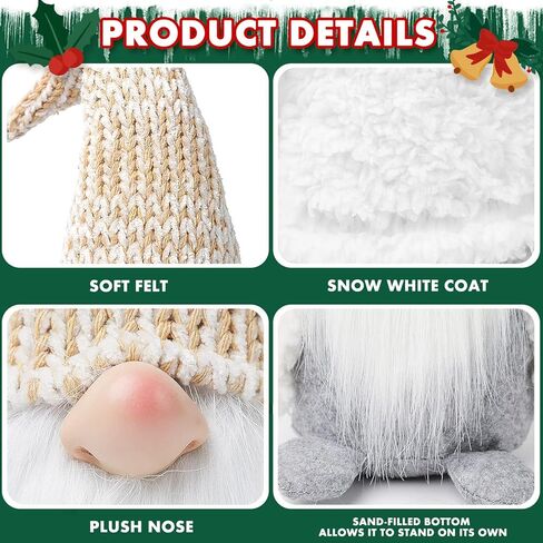 1PCS Christmas Gnomes Plush Decorations, Handmade Rudolph Faceless Doll for Christmas Ornaments, Home Table Dwarf Elf Plush Gnomes Decor, Christmas Witches Hat Gnomes in Kuwait