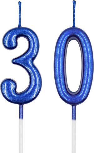 30th Birthday Candles, Silver Number 30 Candle for Cake, Happy Birthday Cake Topper Decoration for Birthday Anniversary Celebration Party Supplies in Saudi Arabia
