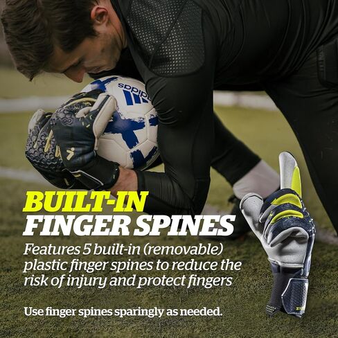 Storelli Silencer Threat Goalkeeper Gloves, High-Impact Hand Protection with 5 Removable Finger Spines, German Quartz Latex with Foam Padding, Breathable Yet Skin-Tight Fabric in Saudi Arabia