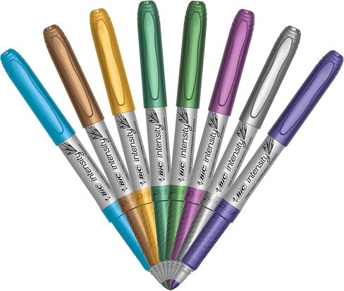 BIC Intensity Metallic Permanent Marker, Fine Point, Assorted Metallic Colors, Box of 12 Permanent Markers in Saudi Arabia
