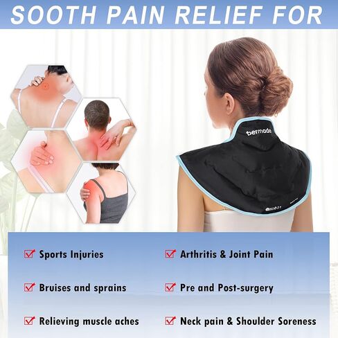 Ice Pack for Neck and Shoulders, Neck Ice Pack Wrap Around Neck Tight Soft, Rotator Cuff Pain Relief Reusable Large Gel Cold Therapy Pack, Cold Compress for Neck Pain Shoulder Surgery in Kuwait