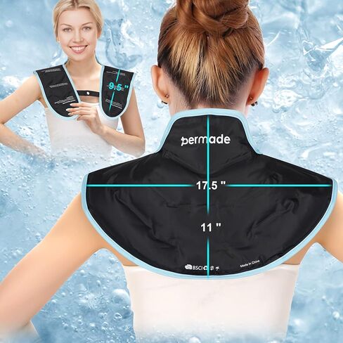 Ice Pack for Neck and Shoulders, Neck Ice Pack Wrap Around Neck Tight Soft, Rotator Cuff Pain Relief Reusable Large Gel Cold Therapy Pack, Cold Compress for Neck Pain Shoulder Surgery in Kuwait