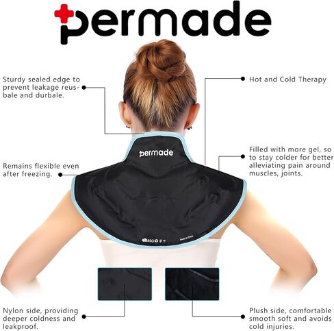 Ice Pack for Neck and Shoulders, Neck Ice Pack Wrap Around Neck Tight Soft, Rotator Cuff Pain Relief Reusable Large Gel Cold Therapy Pack, Cold Compress for Neck Pain Shoulder Surgery in Kuwait