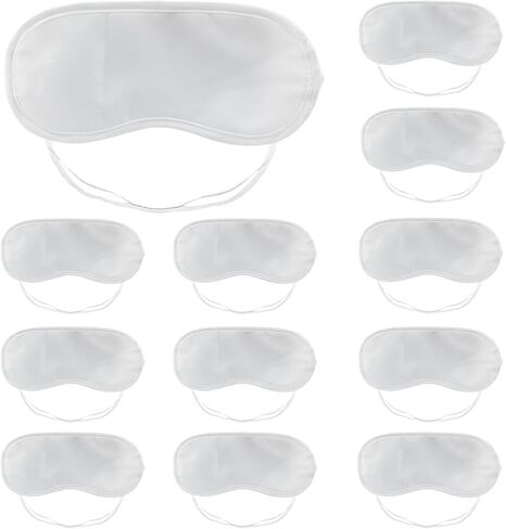 12 PCS Satin Games Sleep Mask Eye Mask Sleep Blindfold Men & Women Night Eyeshade Travel Nap Team Building Games(White) in Saudi Arabia