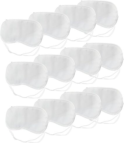12 PCS Satin Games Sleep Mask Eye Mask Sleep Blindfold Men & Women Night Eyeshade Travel Nap Team Building Games(White) in Saudi Arabia