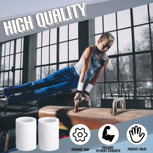 Woanger 4 Pcs Gymnastics Grips Kids Gymnastic Hand Grips Boys Athletic White Bar Grips Girls Youth Wrist Bands for Gymnastics Sports Accessories for Weightlifting Exercise in Saudi Arabia