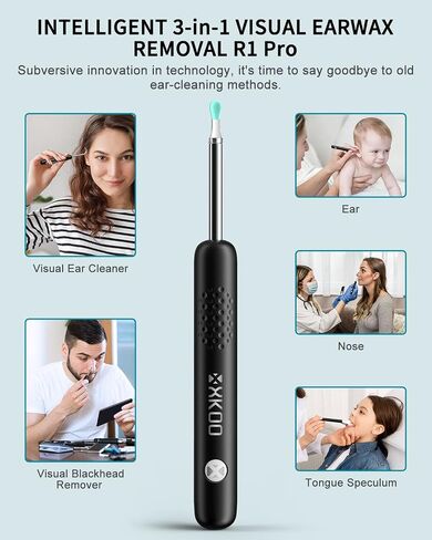 Ear Wax Removal Kit, Ear Cleaner with 1080P FHD Otoscope & 6 LED Lights, Wireless Ear Camera with 8pcs Accessories for Multifunctions in Saudi Arabia