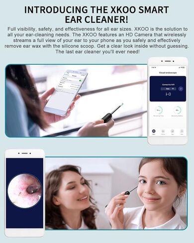 Ear Wax Removal Kit, Ear Cleaner with 1080P FHD Otoscope & 6 LED Lights, Wireless Ear Camera with 8pcs Accessories for Multifunctions in Saudi Arabia