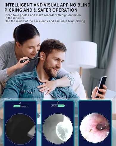 Ear Wax Removal Kit, Ear Cleaner with 1080P FHD Otoscope & 6 LED Lights, Wireless Ear Camera with 8pcs Accessories for Multifunctions in Saudi Arabia