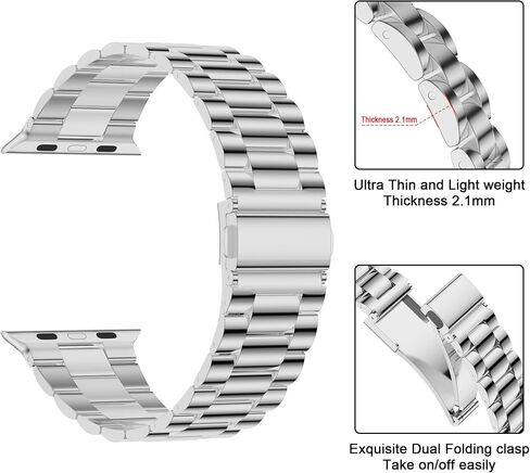 iiteeology Lightweight Stainless Steel Band Designed for Apple Watch Ultra 3 & Ultra 2, Series 1-11, 46mm, 45mm, 44mm, 42mm, Replacement iWatch Bands for Men & Women,Black in Kuwait