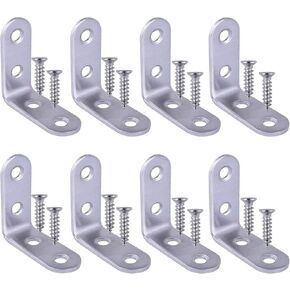 Bronagrand 10pcs 90 Degree Right Angle Brackets Fastener Stainless Steel Corner Braces with Screws (20x20mm)