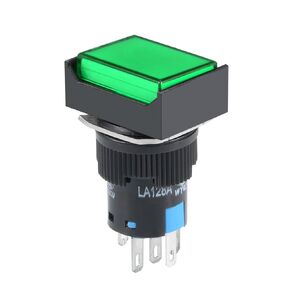 uxcell 16mm Momentary Push Button Switch Green LED Light Square Button 1 NO 1 NC Light 24V