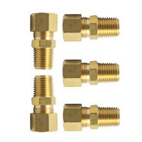 Vis Brass Compression Tube Fitting, Adapter, Male Connector, 3/16" Tube OD x 1/8" NPT Male (Pack of 5)