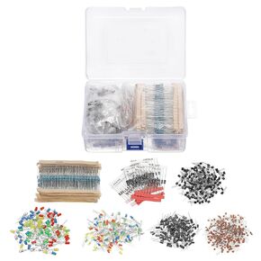 PATIKIL Electronics Component Assortment Kit, 1490Pcs Metal Film Resistors, LED Diodes, Common Diodes, Transistors, Electrolytic Capacitor, Ceramic Capacitors