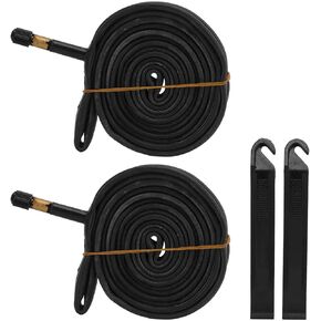Bike Tube, 2 Pack 48mm Schrader Valve 700x23C Rubber Bike Inner Tube with 2 Tire Levers for Bicycle Tire Repairing
