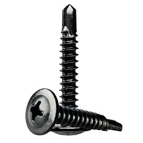 #8 x 1-1/4" Stainless Steel Phillips Truss Head Self Drilling Screw for Building Sheel Metal Self Drilling Screw 410 Black Stainless Steel Modified Truss Head Self Tapping Screw (50 Pack)