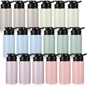Domensi Aluminum Water Bottle Bulk Reusable Water Bottle, Lightweight Easy Carry Leakproof with Snap Lid Travel Bottles, for Gym Outdoor Sports Cycling Camping Fishing