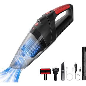 Handheld Vacuum Cleaner, Wet/Dry Cordless Vacuum Cleaner, 6.5KPA, Rechargeable Portable Hand Vacuum, with Car Cigarette Lighter Cable, Led, Hepa Filter, for Home & Car & Pet Hair
