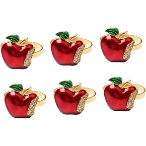 6pcs Christmas Tree Apple Shape Household Napkin Holder Buckle Unique Napkin Holder an Fruit Decorations Apple Napkin Rings Decorate Set up Napkin Holder Deer Head