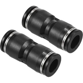 PATIKIL 1/4" Push to Connect Air Line Fitting, 5 Pack Straight Union Pneumatic Quick Connect Fittings, Black