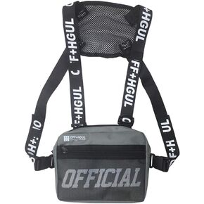 Kedejin Unisex Waist Packs Chest Bag ,Hip Hop Style Vest Crossbody Bag Fashion Chest Rig Vest Bag for Travel Hiking Outdoor Sport, Light Grey, 26*6*21cm