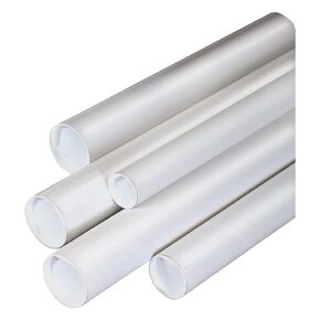 AVIDITI Cardboard Tubes with Caps, 24"L x 2.5"W x 2.5"H, Pack of 34 | Poster Tube for Mailing and Storage of Blueprints, Artwork, Crafts, Long Art Holder, 24 inches