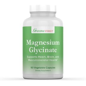 Greens First Magnesium Glycinate Supplement - May Support Heart Health, Muscle Health, and Support Metabolism - Better Absorption Rate - 90 Vegetable Capsules