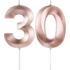 30th Birthday Candles, 3D Diamond Shape Number 30 Candles Cake Topper Numeral Candles for Party Decoration Reunions Theme Party Anniversary (Black, 2 Inch)