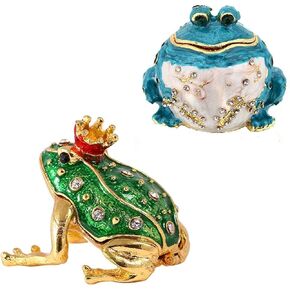 YU FENG Crown Frog and Blue Belly Frog Trinket Box Bundle