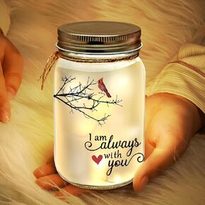Personalized Memorial Mason Jar Night Light, Memorial Gift for Family Members Brother Sister, Sympathy Bereavement Gift for Loss Dad Loss (Memorial Style 02)