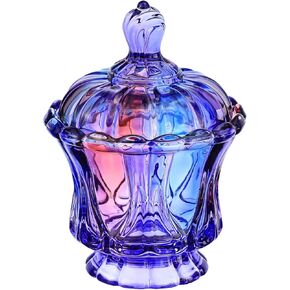 Vintage European Royal Glass Jar, Candy Jar with Lid Small Item Storage Jar (Purple Glaze)