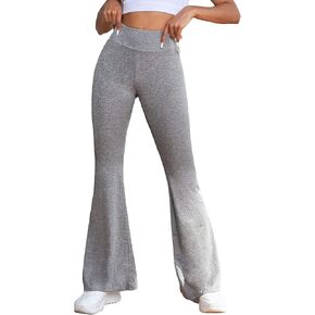 OYOANGLE Women's Yoga Flare Leg Bell Yoga Pants High Waisted Bootcut Bottom Yoga Leggings
