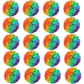 20 Packs of Monkey Stringy Balls Colorful Bouncy Fitness Shuttlecock Kick Balls Paddle Ball Size of 2.7 inches/7cm Stress Relief Playground Balls Koosh Balls, Yellow,Orange,Blue,Green,Red,Purple in Saudi Arabia