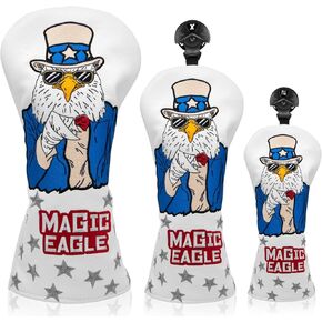 أغطية رأس خشبية للجولف غطاء السائق 3 أغطية رأس خشبية أغطية رأس هجينة مطرزة بنمط الولايات المتحدة الأمريكية تصميم النسر السحري أغطية رأس نادي الجولف أغطية رأس خشبية مصنوعة يدويًا in Kuwait