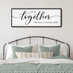 GraceView And So Together They Built A Life They Loved Wall Decor - 42"X15" And So Together They Built A Life They Loved Framed Wall Decor for Bedroom Wall Decor Above Bed Wall Art Canvas (Wood)