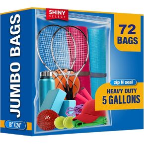 [PACK OF 72] Extra Large Food Storage Zipper Bags for Shipping, Packaging, Storage, Moving & Relocating 2 Mil., 18"x24", Spacious 5 Gallon