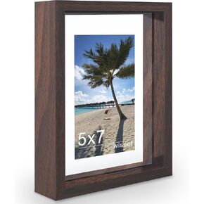 5x7 Floating Picture Frame, Double Glass Photo Frame, Made of Tempering Glass Display Any Size Photo (3.5x5 4x6) up to 5 x 7, Free Standing, Easy to Change Photos, for Wall and Tabletop, Black