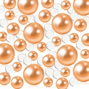 300 Pieces Floating NO Hole Pearls and 5000 Pcs Transparent Water Gels,Highlight Pearls Bead for Vases,8/10/14/20mm Beads for Centerpiece Home Table Party Decor,DIY Wedding Decor(Purple)