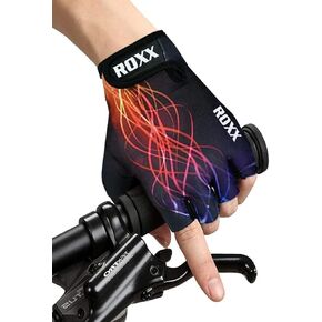 ROXX Fingerless Gloves - Gel Padded Short Finger Mountain Bike Gloves - Riding Mitts Gloves with Finger Holes - Perfect Gaming, Hunting Gear Gloves