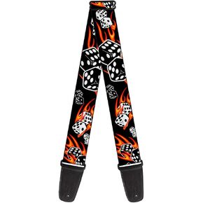 Buckle-Down Guitar Strap Flaming Dice 2 Inches Wide (GS-W30601)