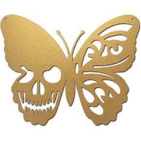 CREATCABIN Skull Metal Wall Art Butterfly Decor Wall Hanging Plaques Ornaments Iron Wall Art Sculpture Sign for Indoor Outdoor Home Livingroom Kitchen Garden Office Decoration Gift Black 6.3 x 7.9inch