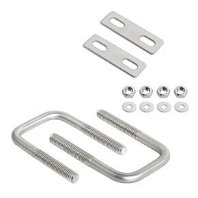 Square U-Bolts 1.38(35mm) Inner Width M6 Thread 304 Stainless Steel Silver with Plates Nuts Flat Washers for CarRVTrailer Bumper, 2Pcs, M6x35x75mm