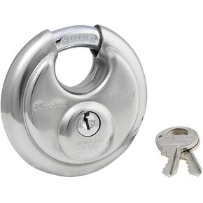 Master Lock 40KADPF Round Padlock with Shielded Shackle, Stainless Steel,Silver