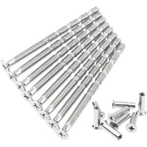 8Pcs M4x60 Phillips Drive Flat Countersunk Head Fixing Cutting Slot Articulated Bolts Sleeves for Door Handle Hardware Lever Handle Screws Connecting